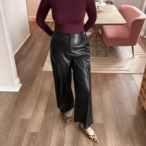 NWT Black Vegan Leather Straight Leg Pants Small